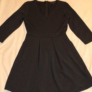 Black Quarter Sleeve Textured Dress